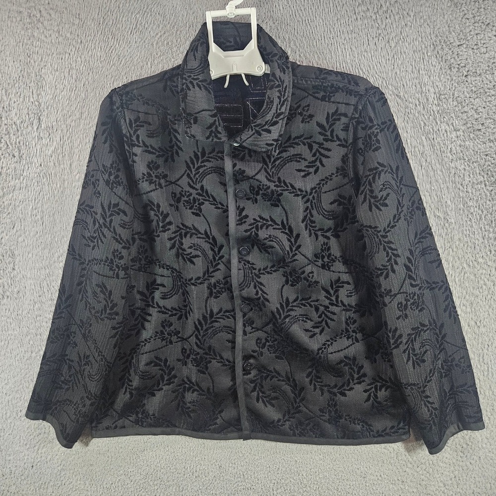 Coldwater Creek Womens Reversible Purple Black Geometric Tapestry Jacket Medium